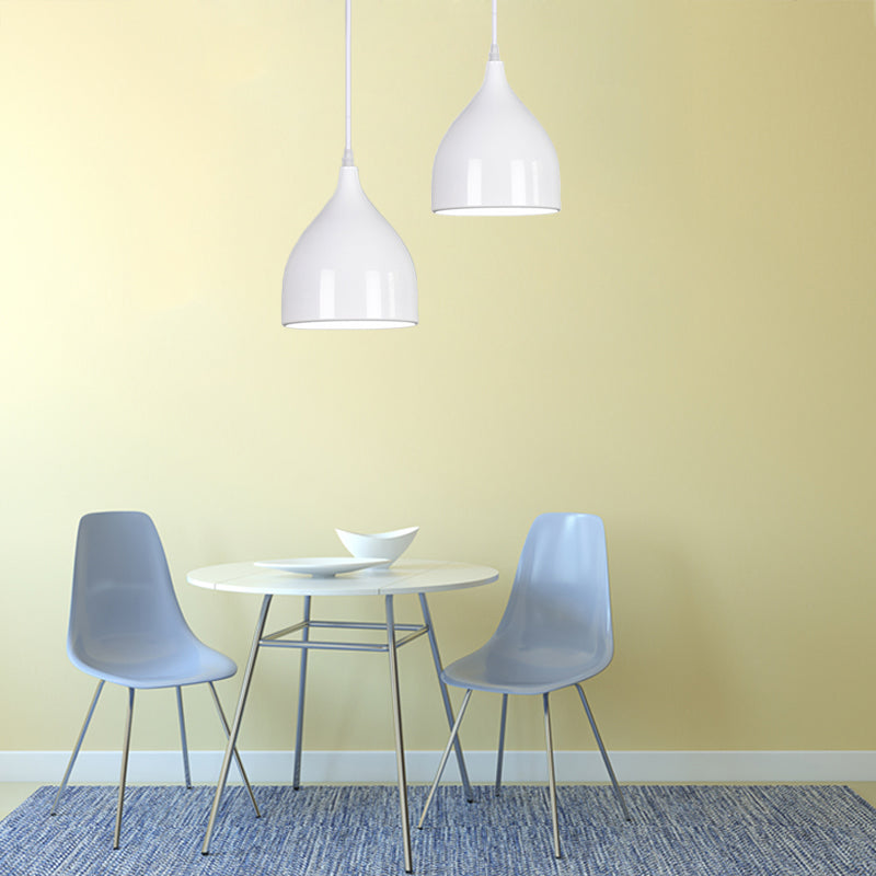 Modern Metal Dome Pendant Ceiling Light - 6.5/10/12 Width 1 Black/White/Red Suspension