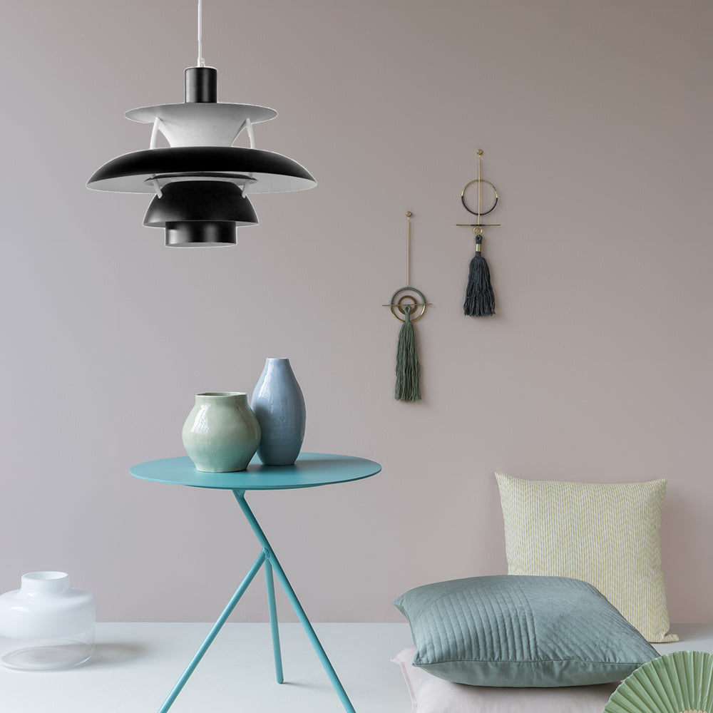 Macaron Style 3-Layer Pendant Light With Flared Shade - Aluminum 1 Black/Gray Black / 12
