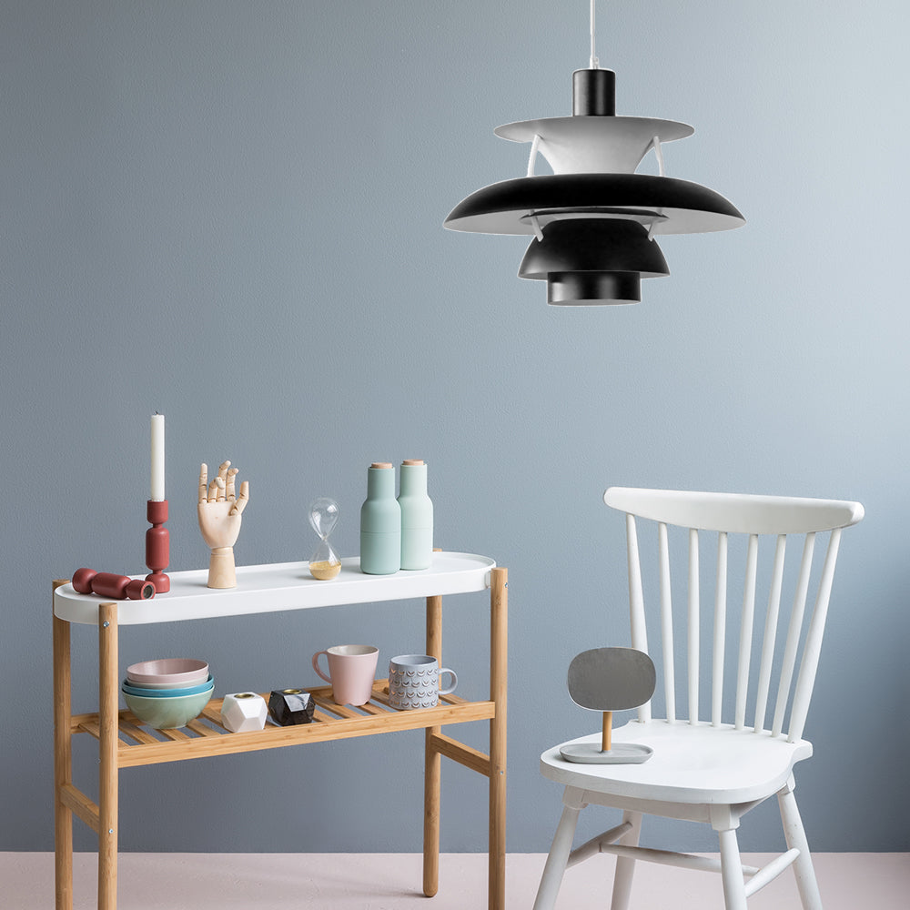 Macaron Style Aluminum Pendant Light With Flared Shade - 3 Layers 1 Black/Gray 12’/16’ Wide