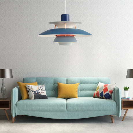 Macaron Style 3-Layer Pendant Light With Flared Shade - Aluminum 1 Black/Gray