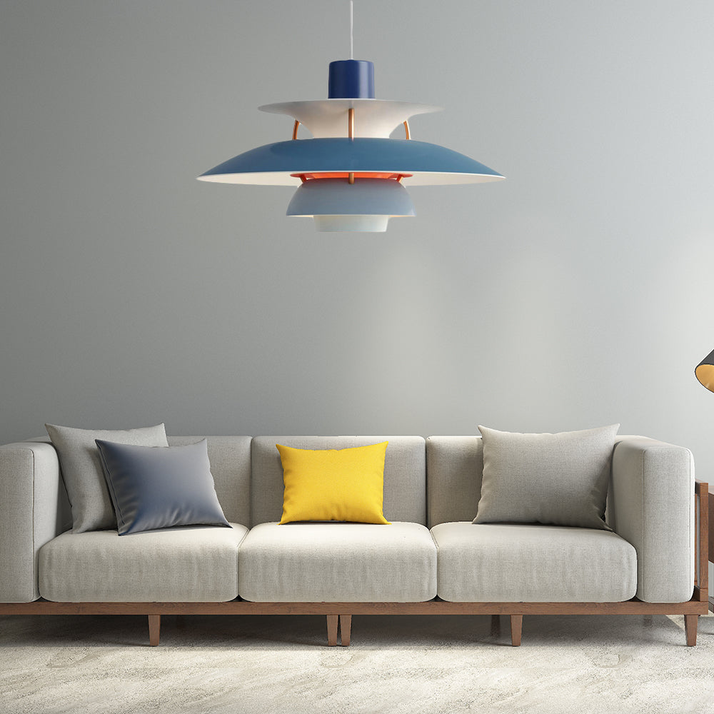 Macaron Style 3-Layer Pendant Light With Flared Shade - Aluminum 1 Black/Gray