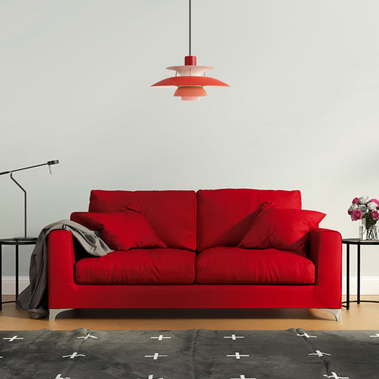 Macaron Style Aluminum Pendant Light With Flared Shade - 3 Layers 1 Black/Gray 12’/16’ Wide