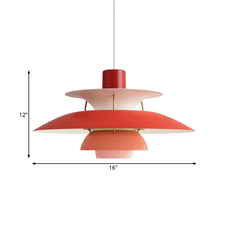 Macaron Style 3-Layer Pendant Light With Flared Shade - Aluminum 1 Black/Gray