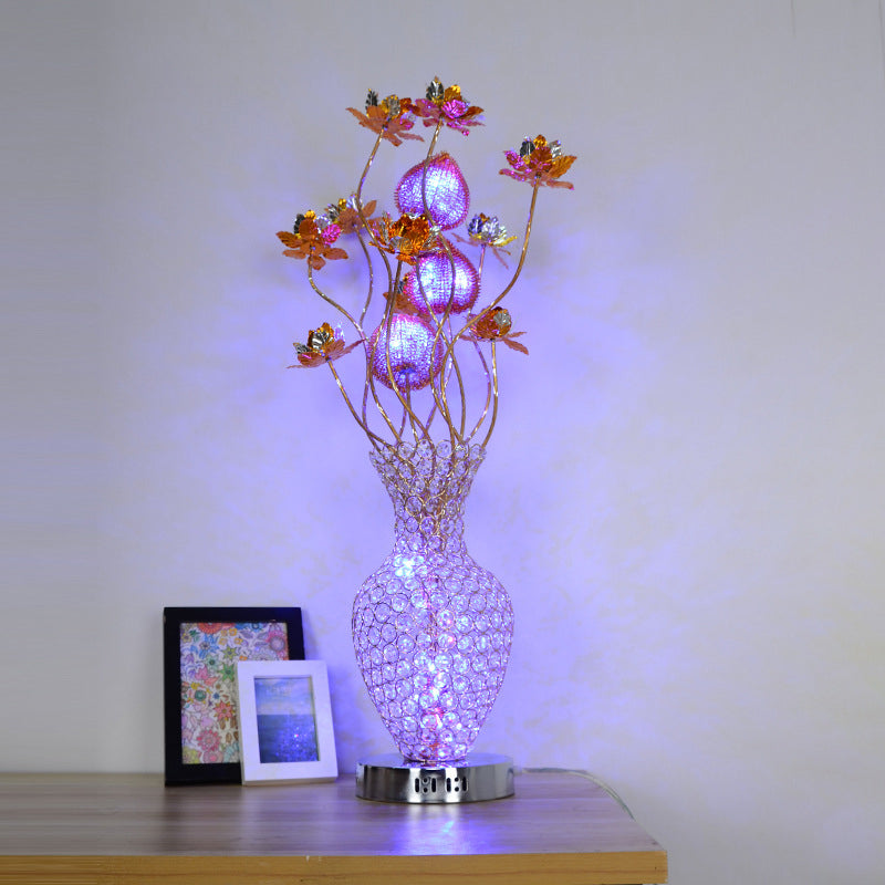 Aubrey - Gold Led Table Lighting Art Decor Crystal Embedded Pineapple-Like Blossom Nightstand Lamp