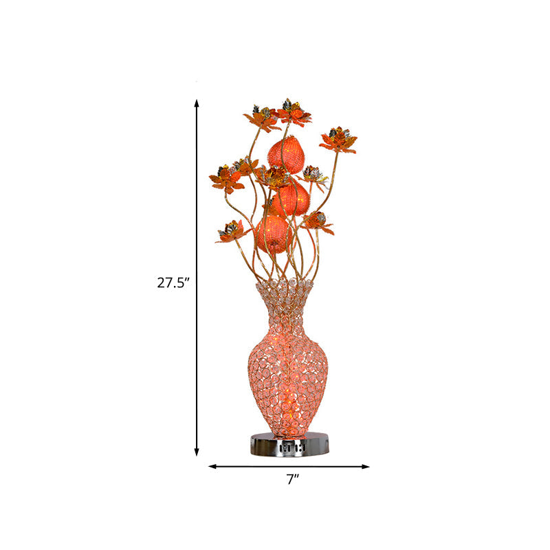 Aubrey - Gold Led Table Lighting Art Decor Crystal Embedded Pineapple-Like Blossom Nightstand Lamp