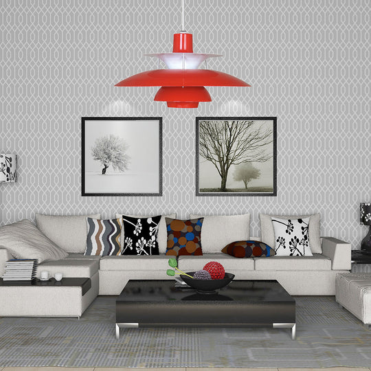 Macaron Style Aluminum Pendant Light With Flared Shade - 3 Layers 1 Black/Gray 12’/16’ Wide