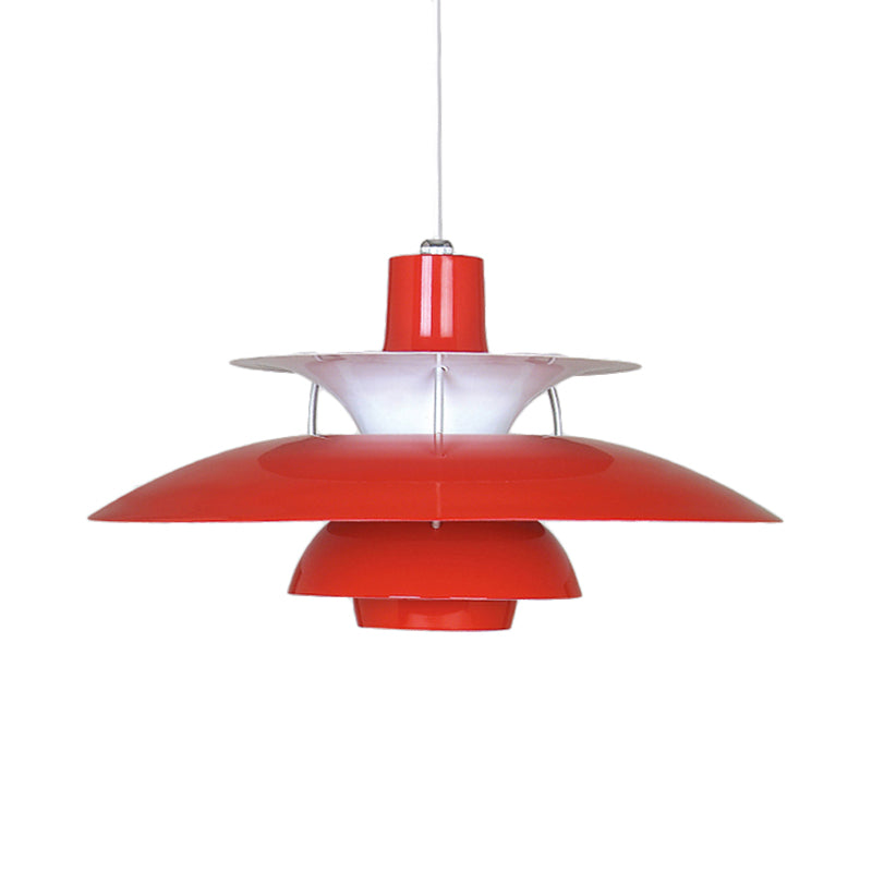 Macaron Style Aluminum Pendant Light With Flared Shade - 3 Layers 1 Black/Gray 12’/16’ Wide