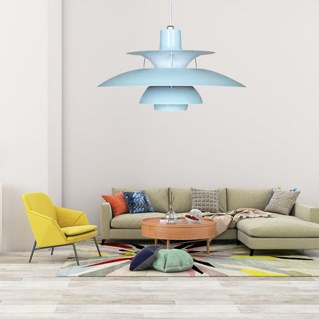 Macaron Style 3-Layer Pendant Light With Flared Shade - Aluminum 1 Black/Gray