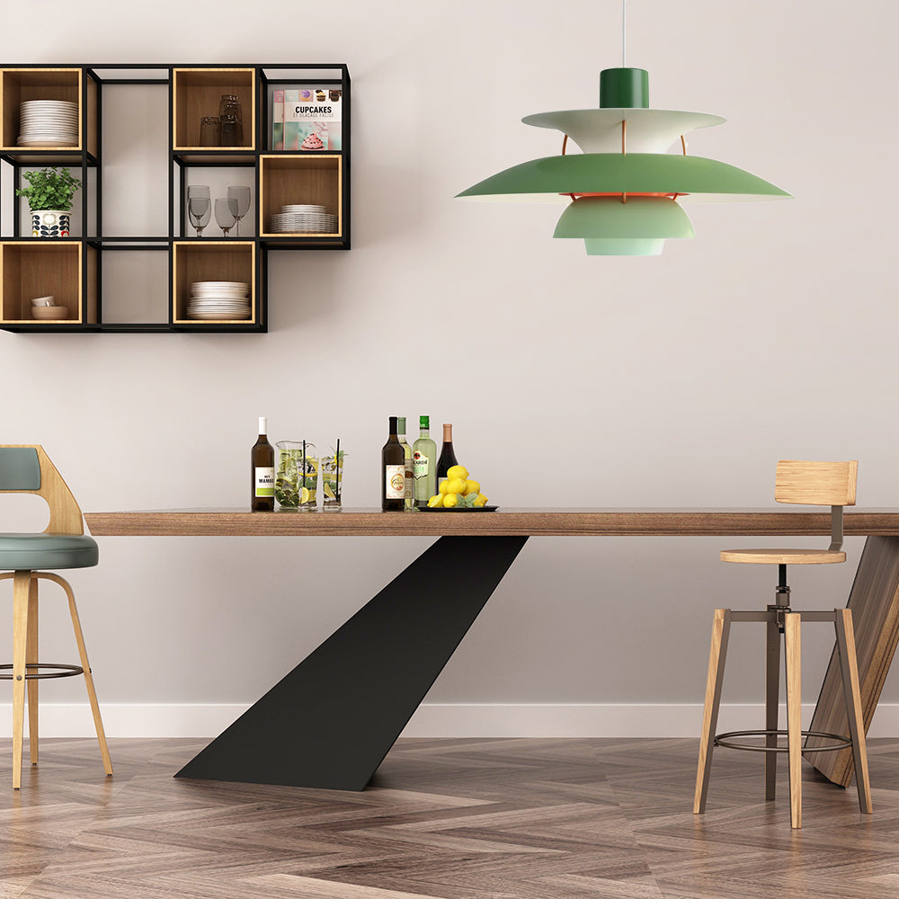 Macaron Style Aluminum Pendant Light With Flared Shade - 3 Layers 1 Black/Gray 12’/16’ Wide