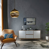 Contemporary 3-D Glass Pendant Lamp - Chrome/Gold 1 Light Multiple Width Options Gold / 6