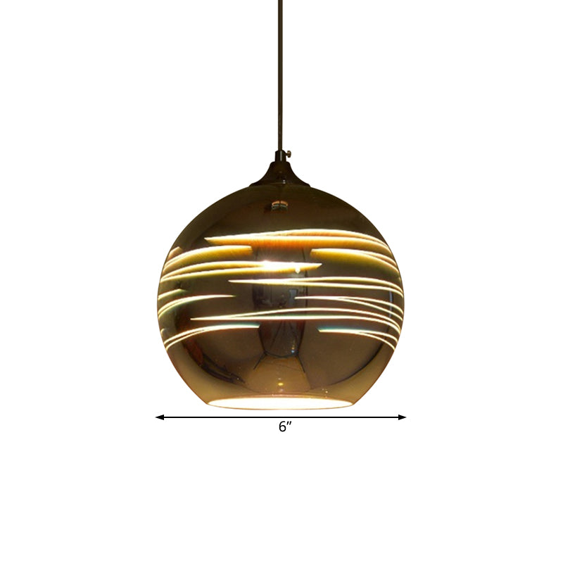 Contemporary Globe 3-D Glass Pendant Lamp - Chrome/Gold 1 Light Wide (6’/8’/10’)