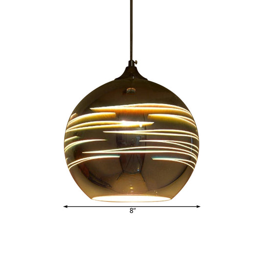 Contemporary Globe 3-D Glass Pendant Lamp - Chrome/Gold 1 Light Wide (6’/8’/10’)
