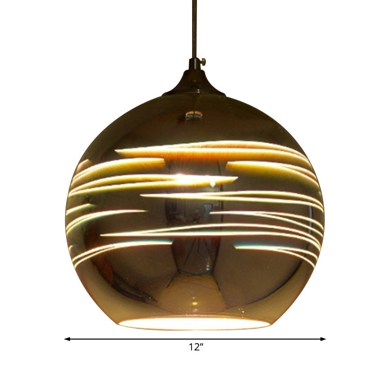 Contemporary Globe 3-D Glass Pendant Lamp - Chrome/Gold 1 Light Wide (6’/8’/10’)