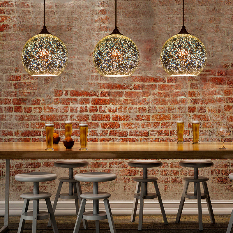 Contemporary Globe 3-D Glass Pendant Lamp - Chrome/Gold 1 Light Wide (6’/8’/10’)