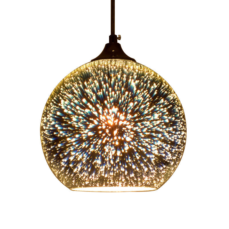 Contemporary Globe 3-D Glass Pendant Lamp - Chrome/Gold 1 Light Wide (6’/8’/10’)