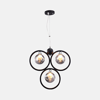 Modern Dimpled Blown Glass Pendant Lights With Led - Black Finish