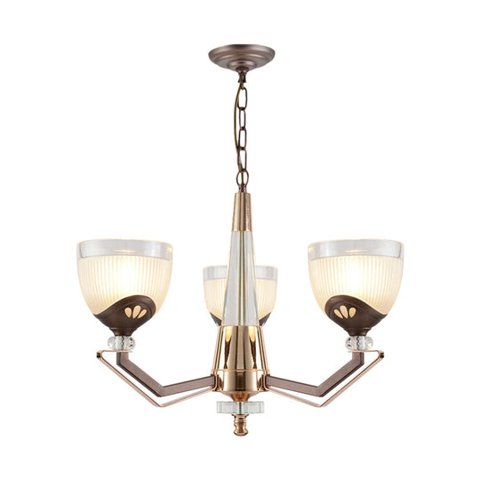 Coffee Bowl Pendant Chandelier - Rural Style Cream Glass Suspension Lighting (3/6/8/10 Heads) Ideal