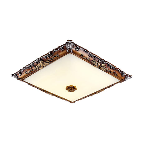 Led Crystal Flush Mount Light - 16/19.5 Width Brown Square Living Room Lighting Fixture