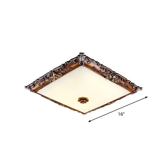 Led Crystal Flush Mount Light - 16’/19.5’ Width Brown Square Living Room Lighting Fixture