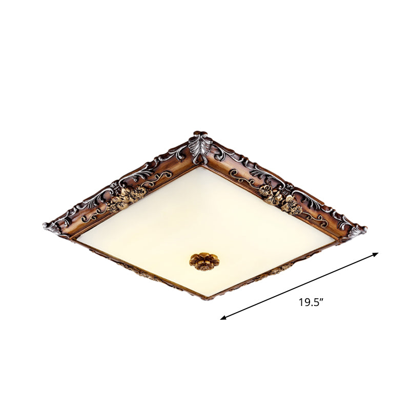 Led Crystal Flush Mount Light - 16’/19.5’ Width Brown Square Living Room Lighting Fixture