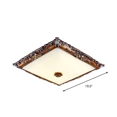 Led Crystal Flush Mount Light - 16/19.5 Width Brown Square Living Room Lighting Fixture