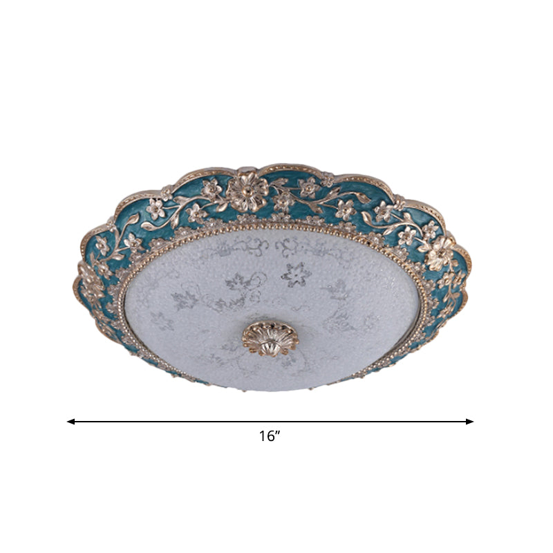 Modern Blue Crystal Led Flush Mount Ceiling Light For Bedroom 12’/16’/19.5’ Wide