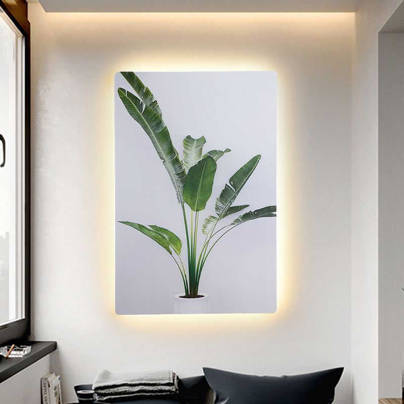 Leaf Pattern Led Wall Mural Lamp: Green & White Acrylic Lighting For Simplicity Style White-Green /