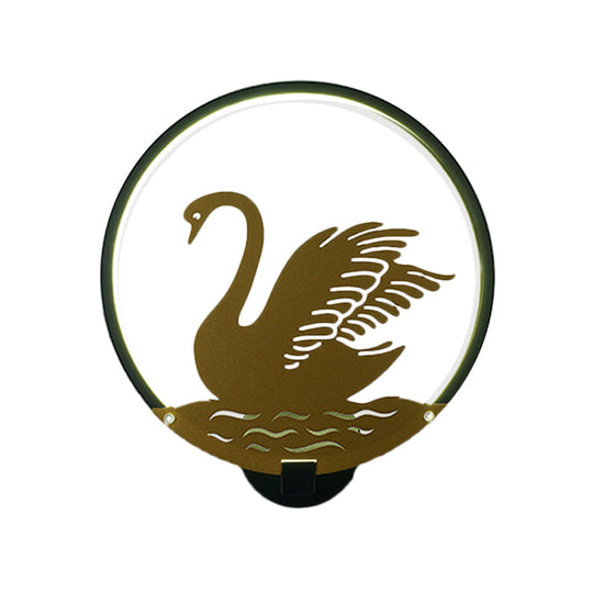 Minimalist Rounded Swan Mural Led Wall Light In Black/White Warm/White