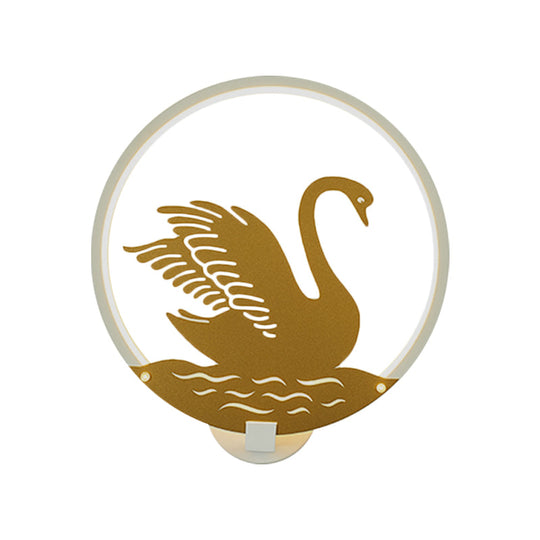 Minimalist Rounded Swan Mural Led Wall Light In Black/White Warm/White