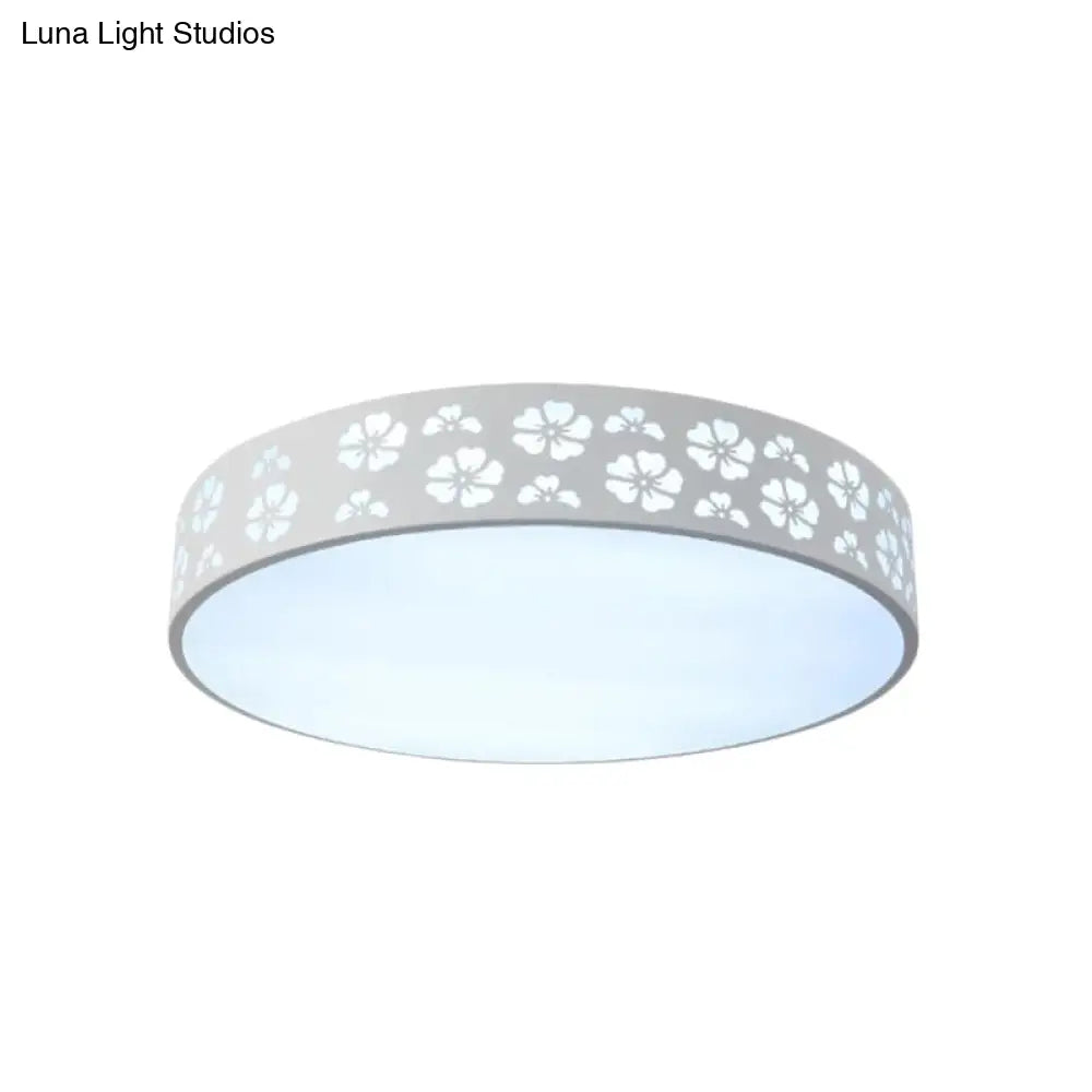 12’/16’/19.5’ Carved Flower Flush Light Led Ceiling Lamp - Modern Metallic Design With Warm/White