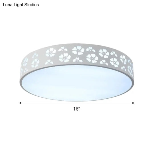 12’/16’/19.5’ Carved Flower Flush Light Led Ceiling Lamp - Modern Metallic Design With Warm/White
