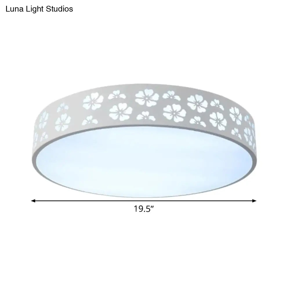 12’/16’/19.5’ Carved Flower Flush Light Led Ceiling Lamp - Modern Metallic Design With Warm/White