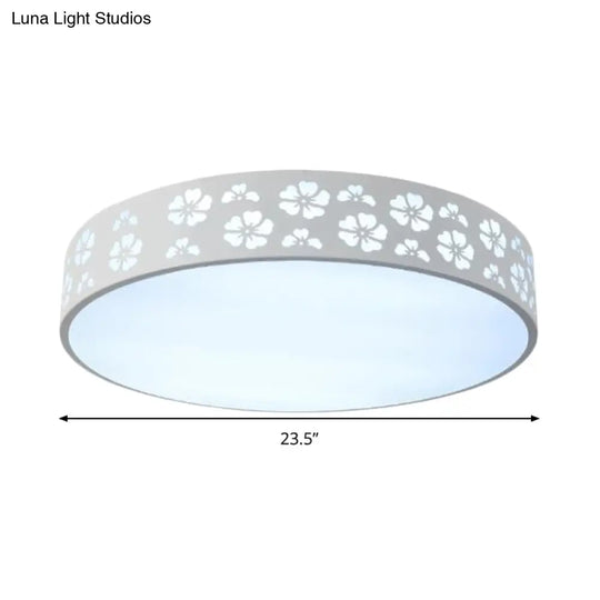 12’/16’/19.5’ Carved Flower Flush Light Led Ceiling Lamp - Modern Metallic Design With Warm/White