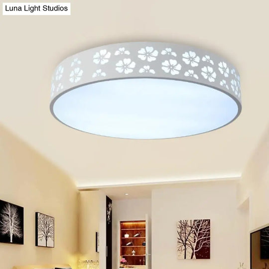 12’/16’/19.5’ Carved Flower Flush Light Led Ceiling Lamp - Modern Metallic Design With Warm/White