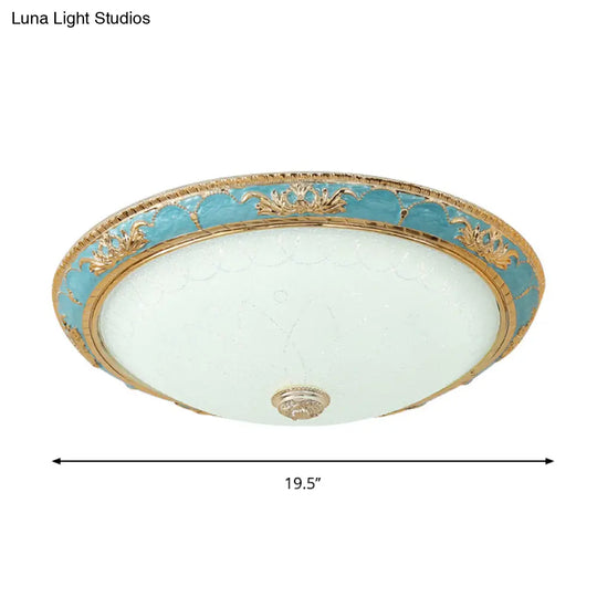 12’/16’/19.5’ Led Ceiling Mounted Light With Veined Glass Dome Shade - Farmhouse Balcony