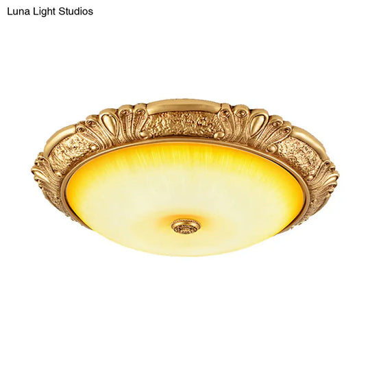 12/16/19.5 Led Flush Mount Ceiling Light In Gold With Amber Glass