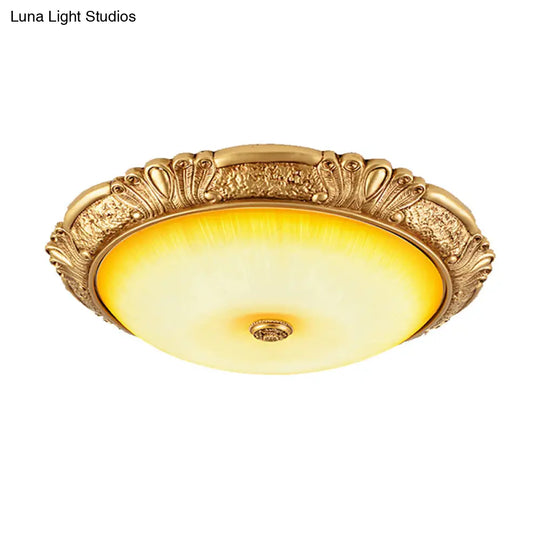 12’/16’/19.5’ Led Flush Mount Ceiling Light In Gold With Amber Glass