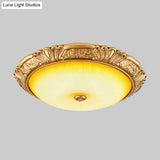 12’/16’/19.5’ Led Flush Mount Ceiling Light In Gold With Amber Glass