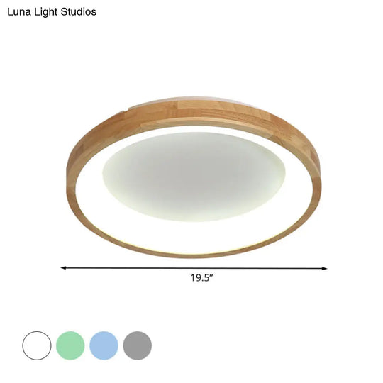12/16/19.5 Nordic Wood & Acrylic Circular Led Flush-Mount Light - Unique Hallway Ceiling Fixture