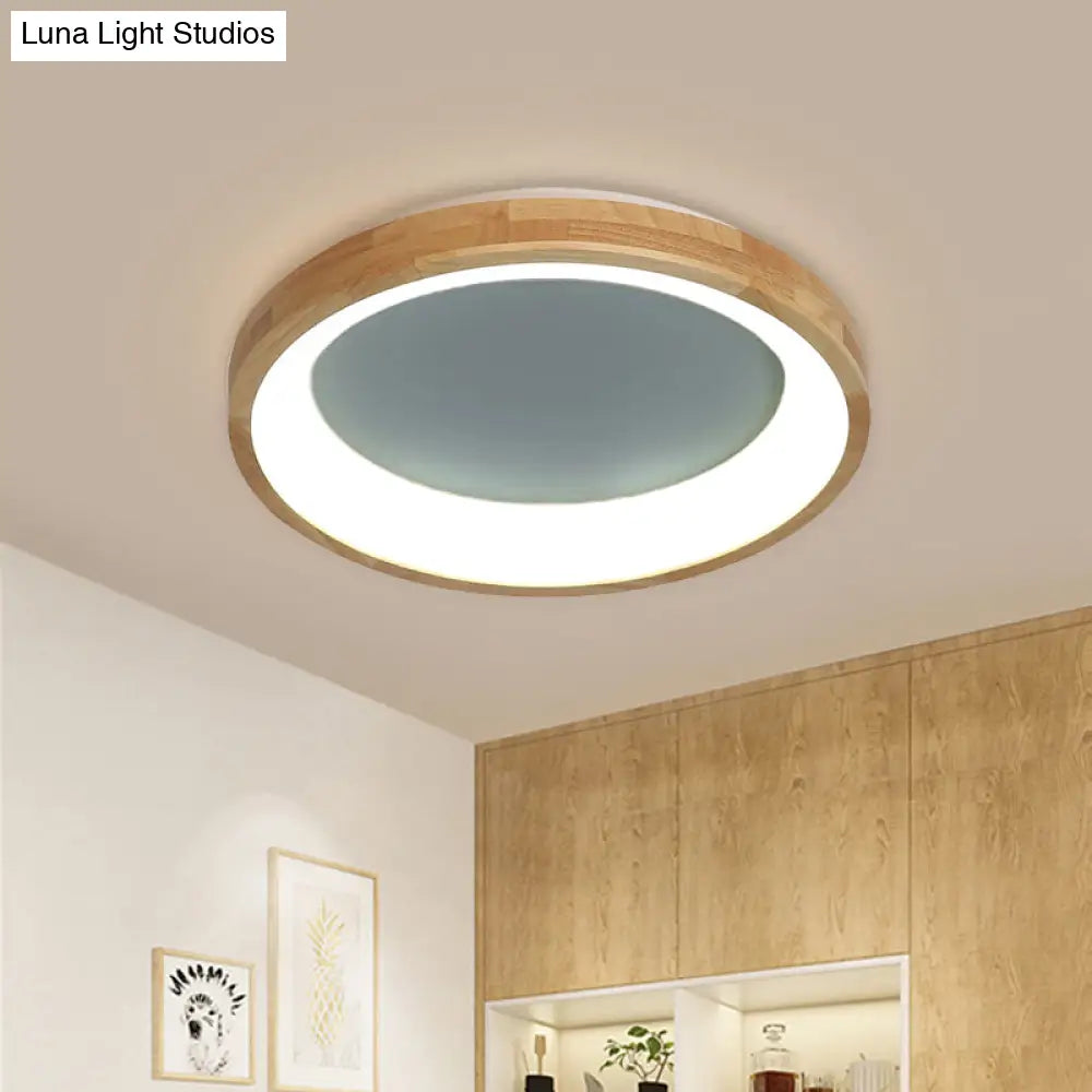 12’/16’/19.5’ Nordic Wood & Acrylic Circular Led Flush - Mount Light - Unique Hallway Ceiling