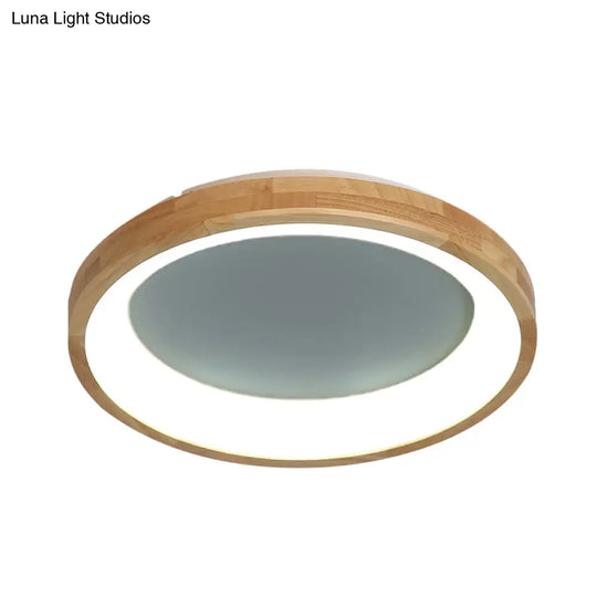 12’/16’/19.5’ Nordic Wood & Acrylic Circular Led Flush - Mount Light - Unique Hallway Ceiling