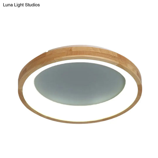 12/16/19.5 Nordic Wood & Acrylic Circular Led Flush-Mount Light - Unique Hallway Ceiling Fixture