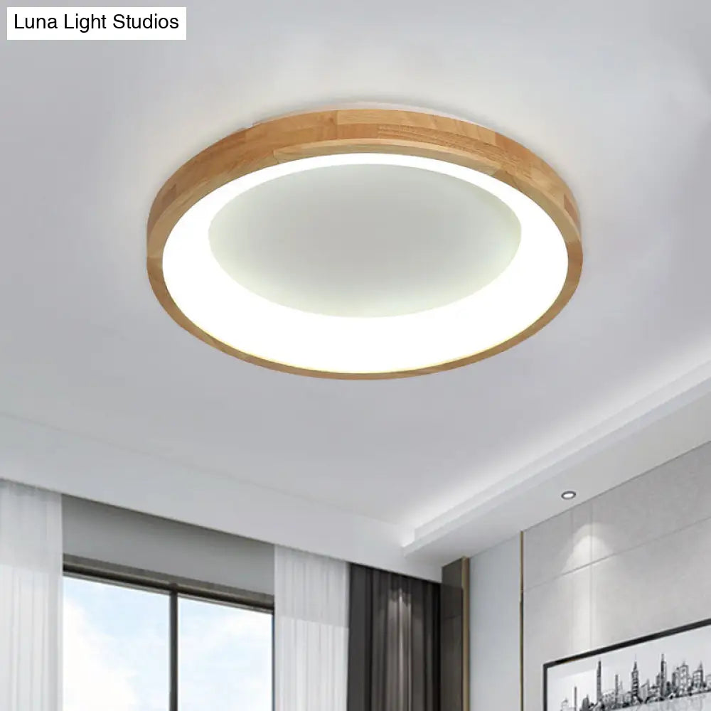 12/16/19.5 Nordic Wood & Acrylic Circular Led Flush-Mount Light - Unique Hallway Ceiling Fixture