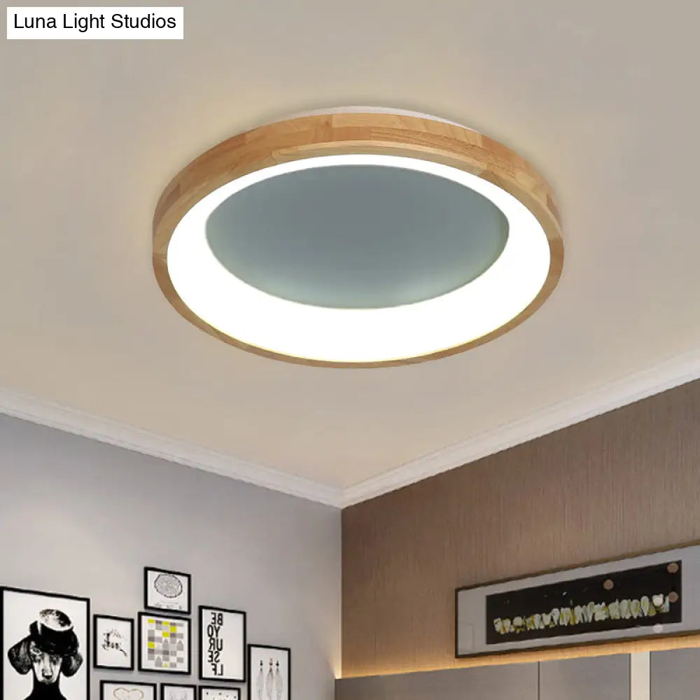 12’/16’/19.5’ Nordic Wood & Acrylic Circular Led Flush - Mount Light - Unique Hallway Ceiling