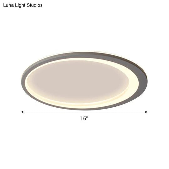 12’/16’/19.5’ W Grey Oval Ring Ceiling Light - Nordic Style Led Flush Mount Lamp In