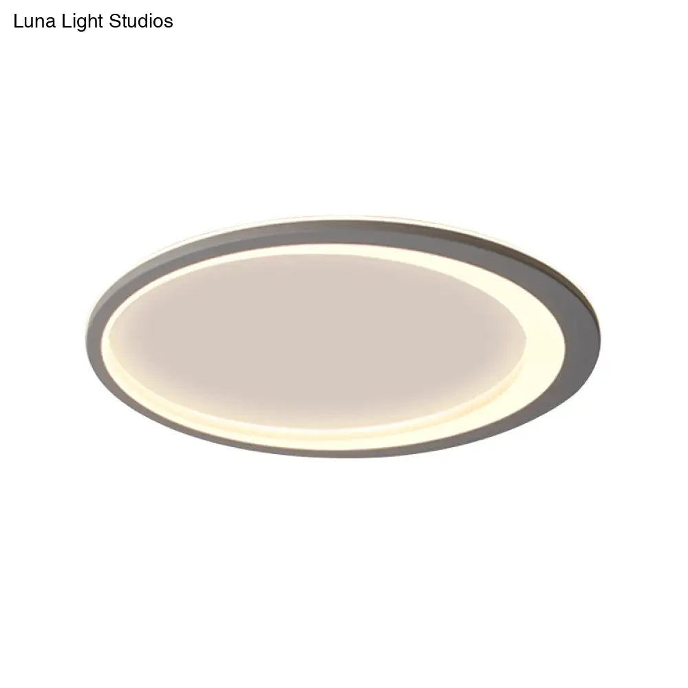 12’/16’/19.5’ W Grey Oval Ring Ceiling Light - Nordic Style Led Flush Mount Lamp In