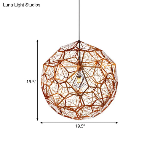 12’/16’/19.5’W Faceted Globe Pendant Light In Contemporary Rose Gold Finish