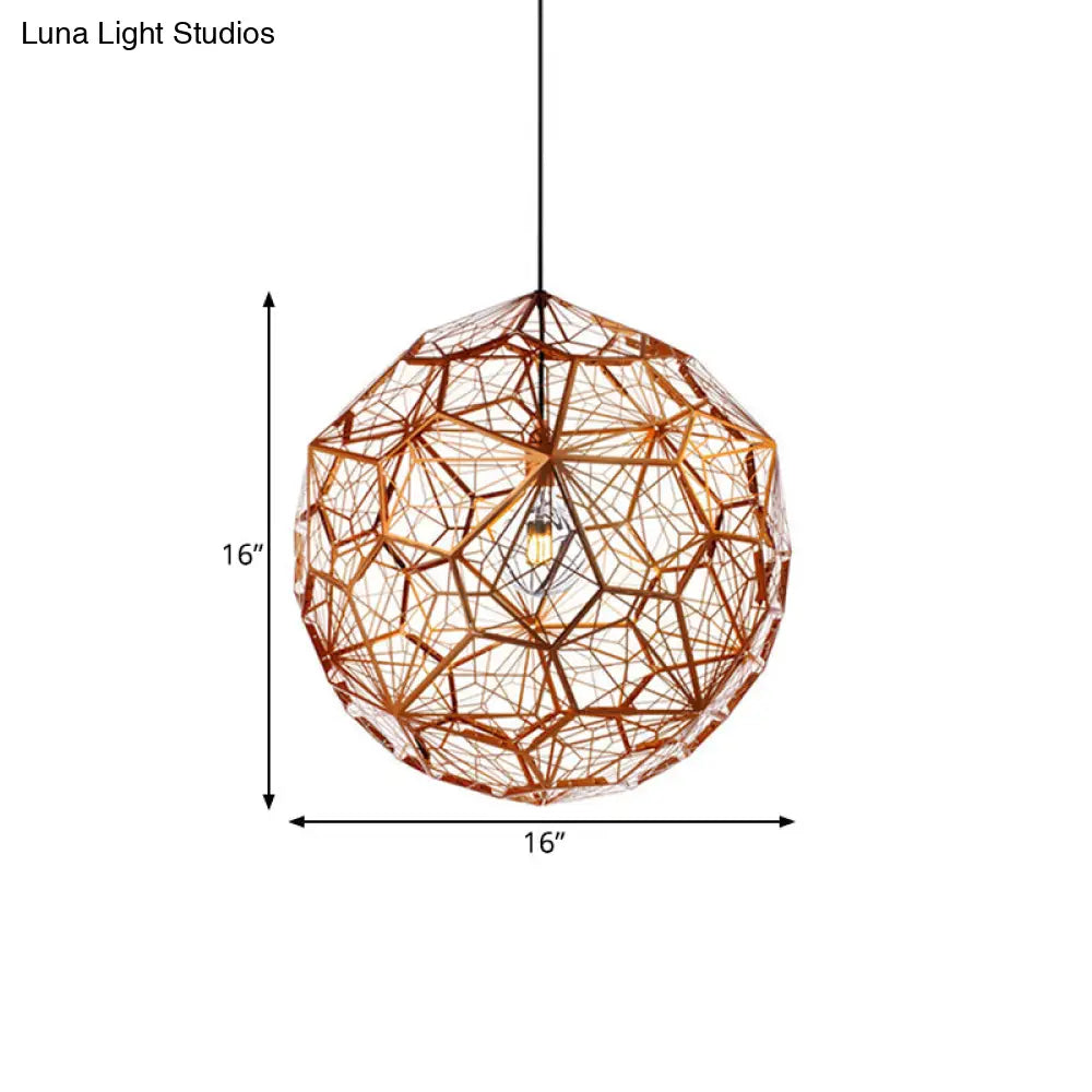 12’/16’/19.5’W Faceted Globe Pendant Light In Contemporary Rose Gold Finish