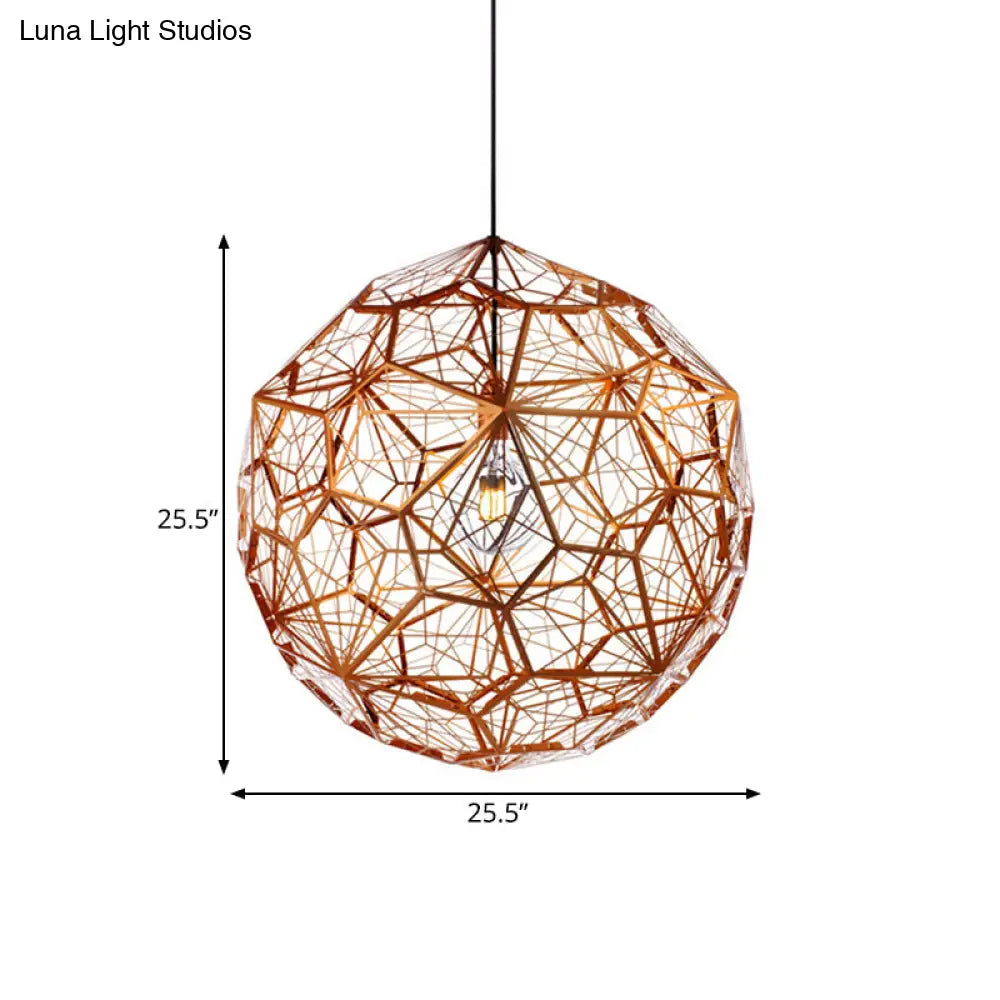 12’/16’/19.5’W Faceted Globe Pendant Light In Contemporary Rose Gold Finish