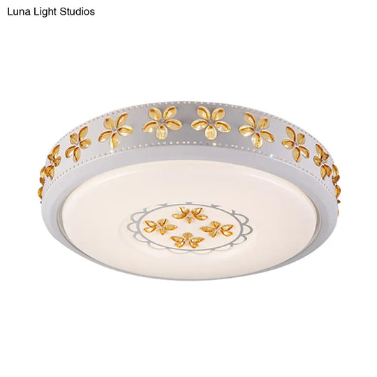 12’/16.5’/20.5’ White Flower Flush Mount Acrylic Led Living Room Light In White/3 Color